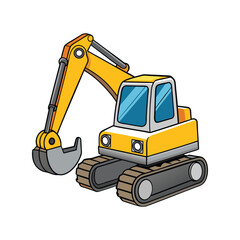 Excavator Clipart Vector Illustration – Construction Vehicle Icon, Heavy Equipment, Industrial Machine Graphic Art