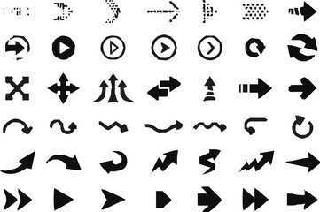 Hand-drawn arrow icon set. A collection of curved