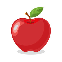 Red Apple Clipart – Fresh Fruit Illustration with Leaf for Stickers, Food Labels, Recipes, Classroom & Health Projects