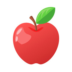 Red Apple Clipart – Fresh Fruit Illustration with Leaf for Stickers, Food Labels, Recipes, Classroom & Health Projects