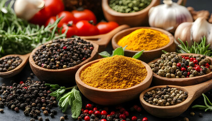 Composition with assortment of spices and herbs