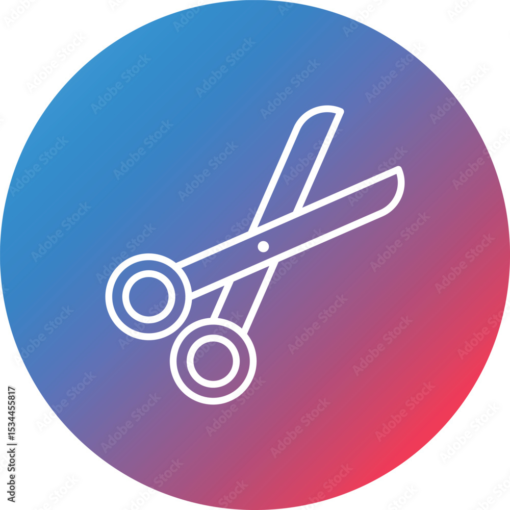 Poster scissors line gradient circle background icon