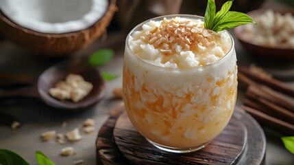 Artistic representation of the Indonesian Es Cendol delicacy showcasing cultural richness and culinary precision in beverage art
