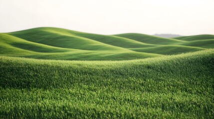Expansive Green Hillside with Luscious Thick Grass Forming a Natural Carpet Radiating Tranquility and Peace in a Verdant Landscape