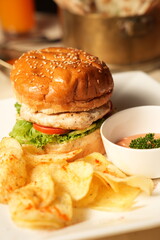 burger and fries