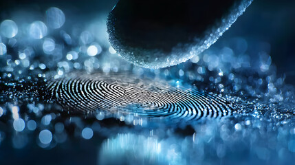 Digital fingerprint scan reveals data streams in a futuristic cybersecurity concept.