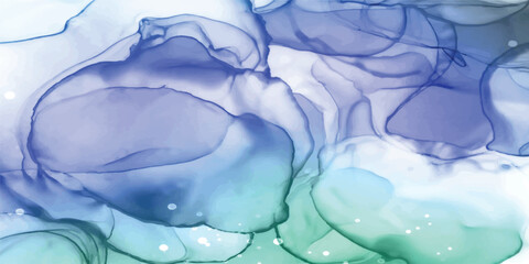 White and Blue Frozen Glacier Surface Abstract Background with Watercolor Splash Effects, Soft Bleed Wash, and Blooming Paint Textures for Premium Look