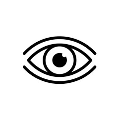 Eye icon in black outline design on a white background  