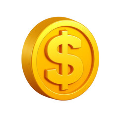 Fototapeta premium Golden Dollar Currency Coin Isolated On A Transparent Background