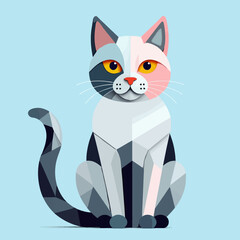 Fototapeta premium Geometric Cat Illustration-Modern Art Cat Design-Abstract Cat Portrait-Unique Cat Artwork-Digital Cat Image-Creative Cat Graphic-Cat Lover Gift-Artistic Cat