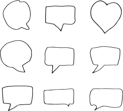 set of comic speech bubbles silhouette 