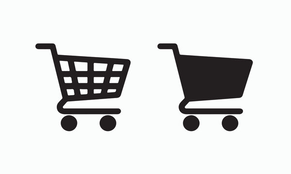 Shopping cart icons detailed and simplified versions