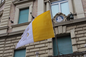 Vatican flag waving in the wind 