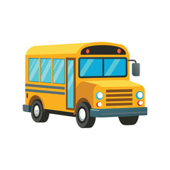School Bus Vector Illustration &ndash; Yellow Vehicle Icon, Student Transport, Education Bus, Cartoon Graphic Art

