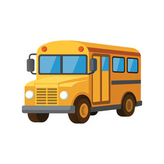 School Bus Vector Illustration – Yellow Vehicle Icon, Student Transport, Education Bus, Cartoon Graphic Art

