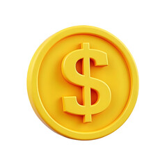 Obraz premium Golden Dollar Coin Icon Isolated on Transparent Background Illustration Concept