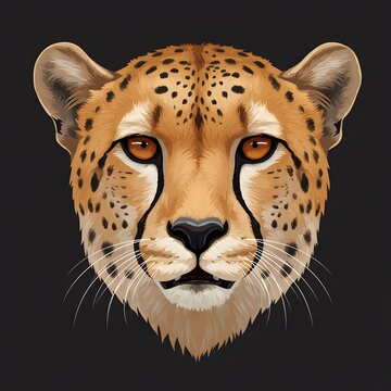 Cheetah Face Detailed Vector Illustration
