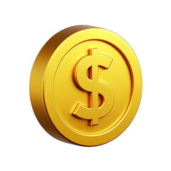 Obraz premium A Glossy Golden Dollar Coin on Transparent Background isolated object