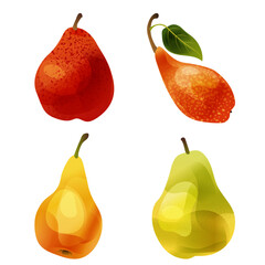 Pear Set - Modern Vector Fruit Illustration