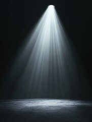 Bright light beam shining from top left corner on dark background.