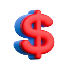 Obraz premium Red and Blue Dollar Sign Isolated on Transparent Background