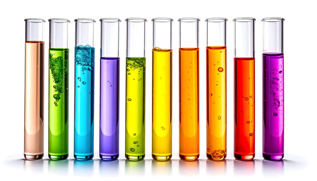 Colorful Test Tubes in Chemical Experiment
