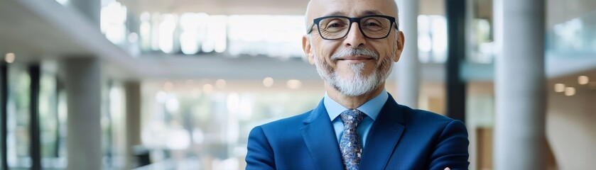 Confident Senior Businessman Portrait Close-up, Modern Office Background, Professional Success, Portrait Photography Business Leader, Executive Portrait