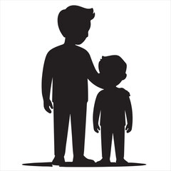 Silhouette Illustration Of Father And Son Bonding In A Minimalist Style.
