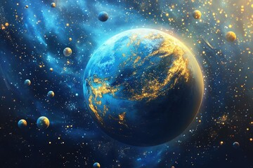 Obraz premium A vibrant alien planet in space