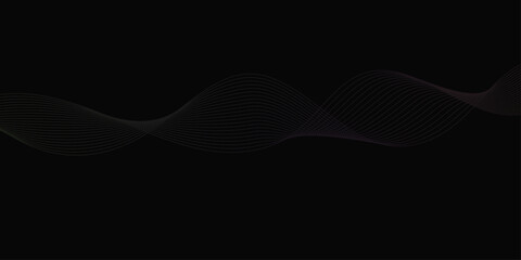 Abstract background with waves for banner. Web banner size. Vector background with lines. Element for design isolated on black. Vector illustration.	