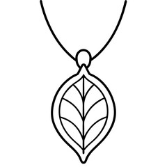 Minimal Leaf Pendant Line Art