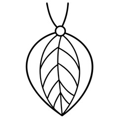 Minimal Leaf Pendant Line Art