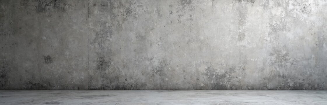 Weathered concrete wall texture background. Cement brut grunge modern interior design wallpaper. Raw industrial urban decor. Grey stone surface. Rustic floor. Vintage retro style.