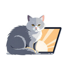Cat sitting on laptop &ndash; pet interference.