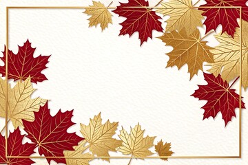 Gold and Red Autumn Leaves Frame Elegant Fall Design