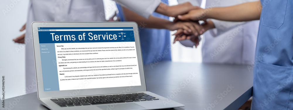 Poster online term of service conditions showing brisk rules and regulations in using the website on device