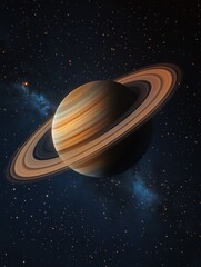 Naklejka premium A gas giant planet with a ring system of millions of tiny particles