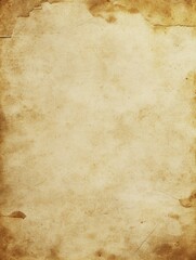 Obraz premium Old paper with manuscript texture. Shabby vintage parchment background. Blank antique page with weathered grunge. Beige and amber shades of aged blank cardbox journal paperboard.