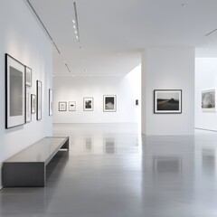 Modern Art Gallery Showcasing Black and White Photography in a Spacious Contemporary Setting With Minimalist Design Elements