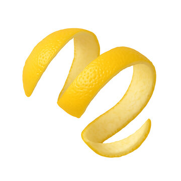 swirly peal of lemon isolated on a transparent background