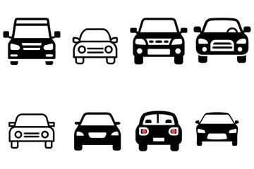 Various Black Silhouette Car Icons for Automotive Website or App