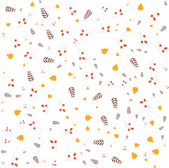 Delicate Autumn Leaves and Berries Pattern