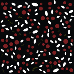 Dark Autumn Berry Seamless Pattern on Black