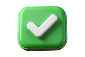 Green Square with White Check Mark on Isolated White Background