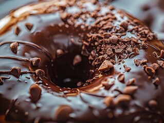 Delightful Chocolate Donut With Rich Toppings Showcasing a Tempting Dessert Perfect for Any Occasion