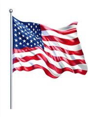 american flag isolated on white