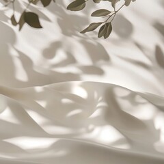 Soft Shadows and Delicate Leaves Create a Calming Pattern on a Light Surface in Natural Light During the Day
