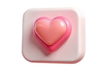 Pink 3D Hearts Stacked in Square Shape Isolated on White, Romance Symbol Rendering