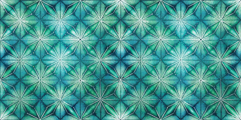 Fototapeta premium Intricate turquoise pattern showcasing leaf-like designs and vibrant tones.