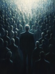 Obraz premium Guiding Light of Leadership in a Crowded Environment